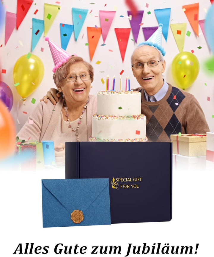 DEEWISH Goldene Hochzeit 50 Jahre Ehe Schreibtischuhr Quarzuhr, edles Geschenkset mit Geschenkbox un