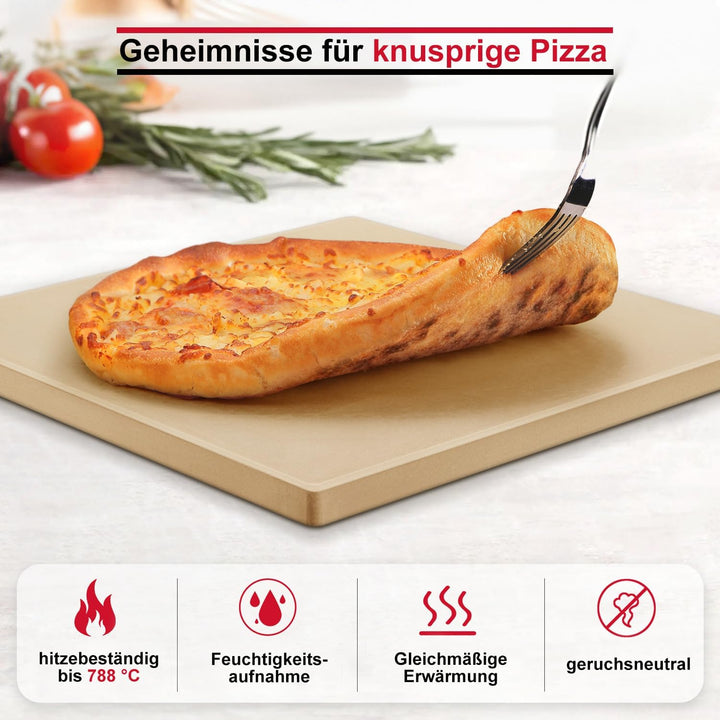 Unicook Rechteckiger Pizzastein 38 x 30.5 cm - Pizza Backstein für Backofen und Grill, Backofenstein
