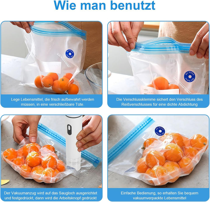 Vakuumiergerät Klein, Handvakuumierer mit 60 kPa Saugkraft, Kompaktes Folienschweissgerät für Lebens