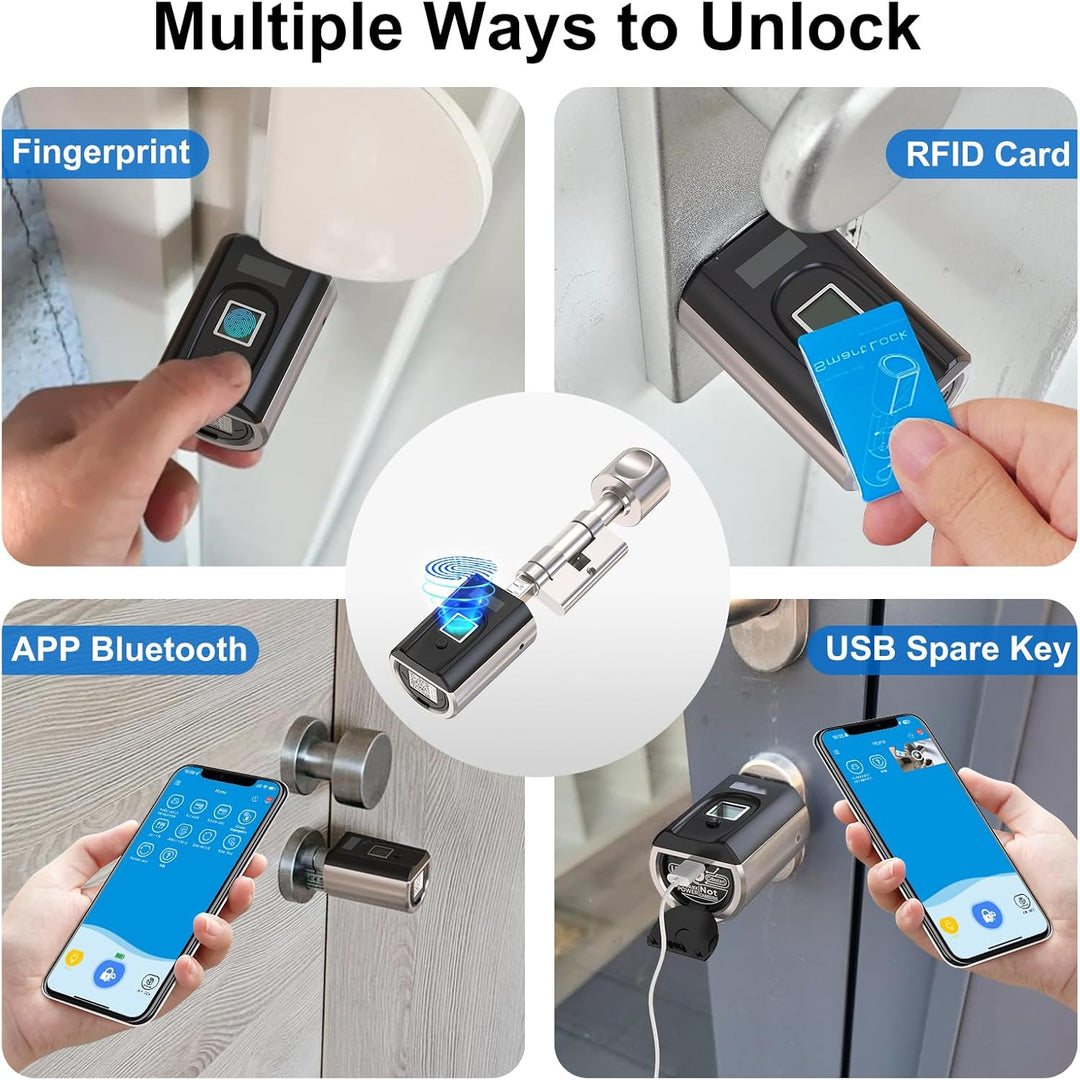WELOCK SECBN51 Fingerabdruck Schloss mit App, RFID-Karte Transponder und WiFi, Fingerabdruck Türschl