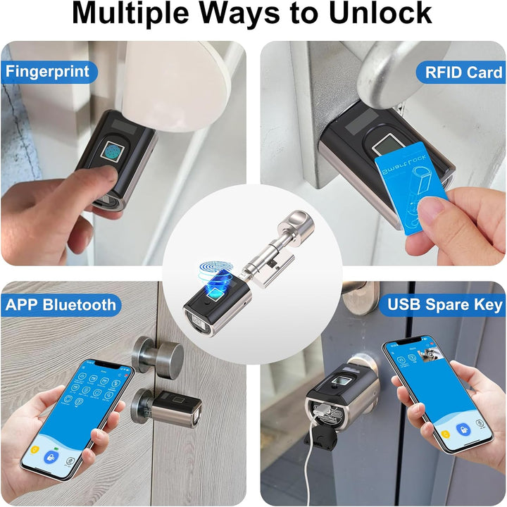 WELOCK SECBN51 Fingerabdruck Schloss mit App, RFID-Karte Transponder und WiFi, Fingerabdruck Türschl