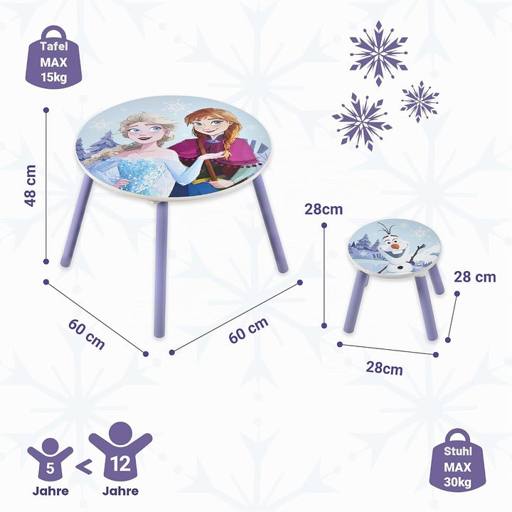Disney Frozen Kindertisch und Stühle (2 Hocker im Lieferumfang enthalten), ideal für Kunst und Handw