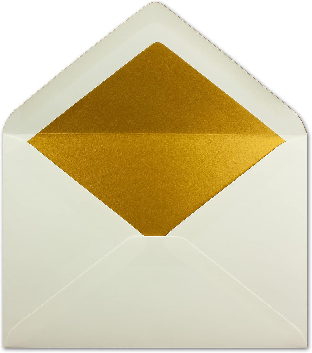 100x DIN C5 Kuverts 15,7 x 22,5 cm in natur-weiss mit goldenem Seidenfutter - Nassklebung - Blanko B