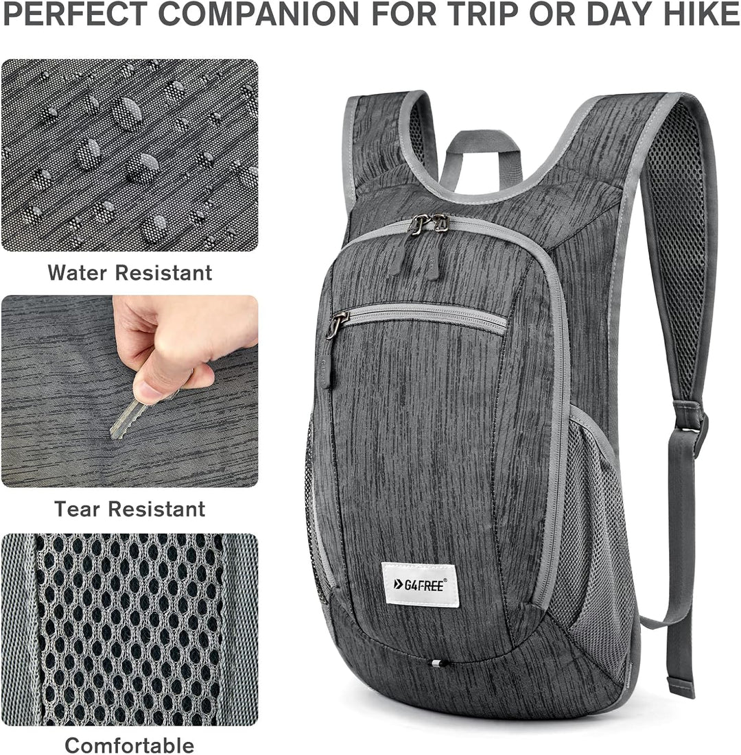 G4Free 10/15/20L Faltbarer Rucksack Klein, Wanderrucksack Leicht, Tagesrucksack Damen Herren für Wan