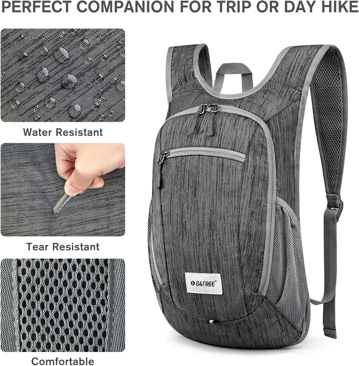 G4Free 10/15/20L Faltbarer Rucksack Klein, Wanderrucksack Leicht, Tagesrucksack Damen Herren für Wan