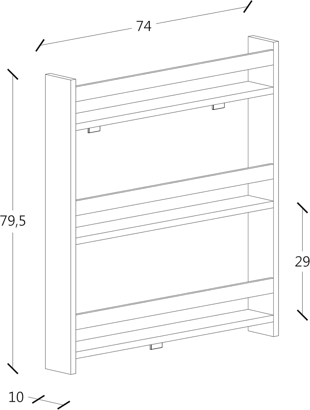 VCM Holzregal hängend | platzsparendes Kinder Regal | Masse: H. 80 x B. 70 x T. 10 cm | Elegantes Re