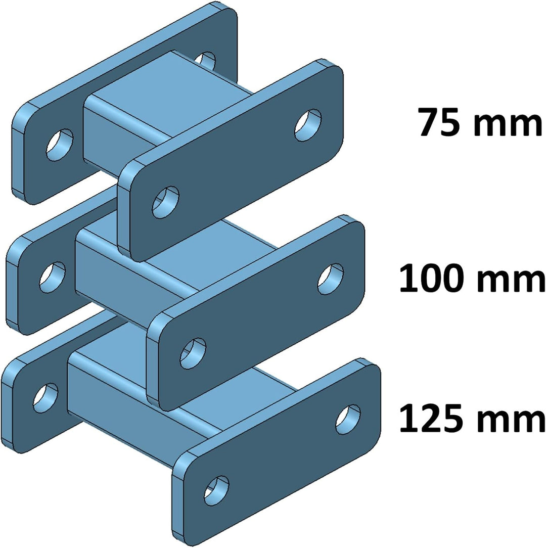 XIMPLIO Anhängerkupplung Verlängerung 75 mm Hakenverlängerung Adapter für Flanschkugel AHK 2 Loch 90