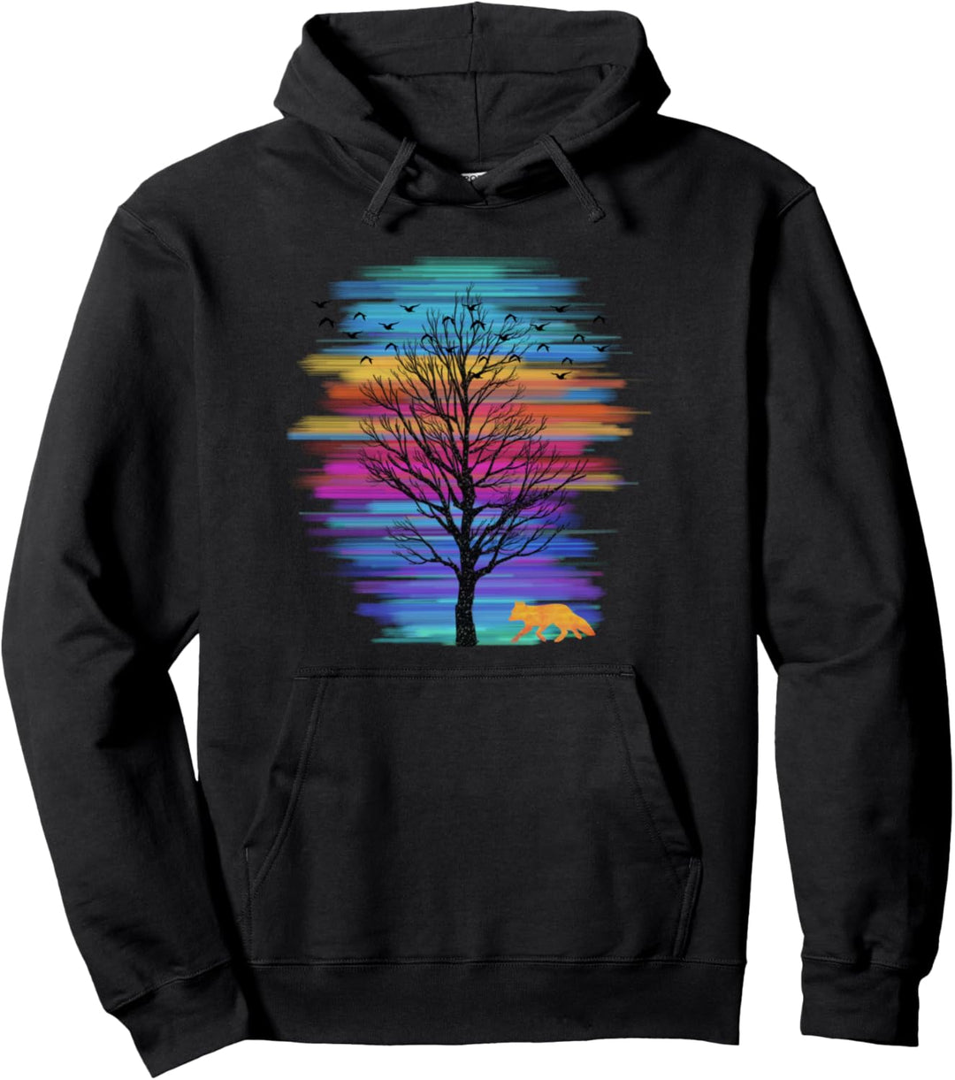 The Fox & the tree at sunset Pullover Hoodie