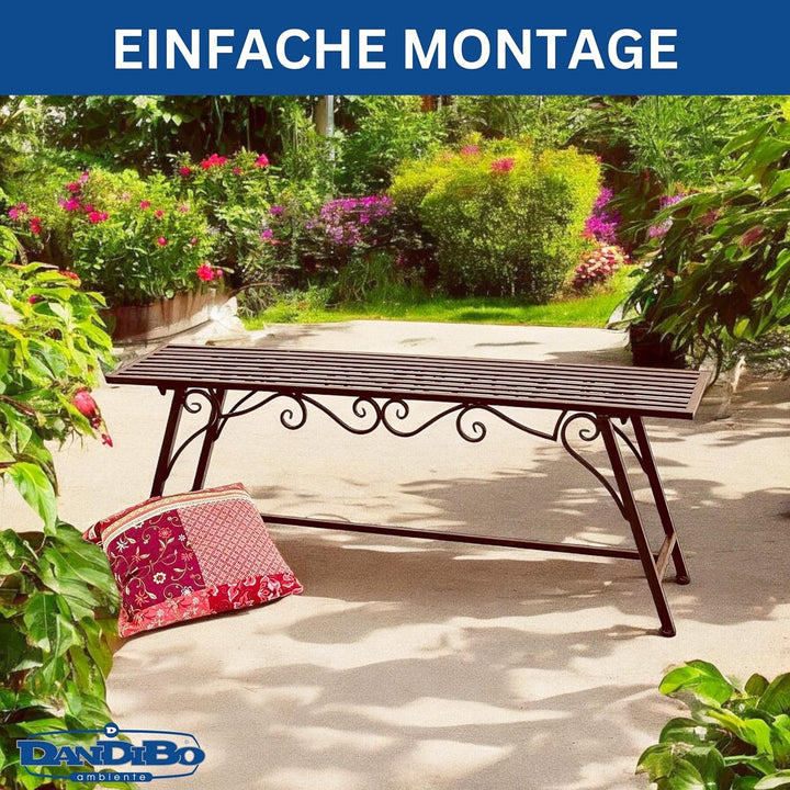 San Marco Gartenbank Wetterfest Metall - 120 cm Sitzbank mit Ornamenten Cucciu XL - Robuste Eisenban