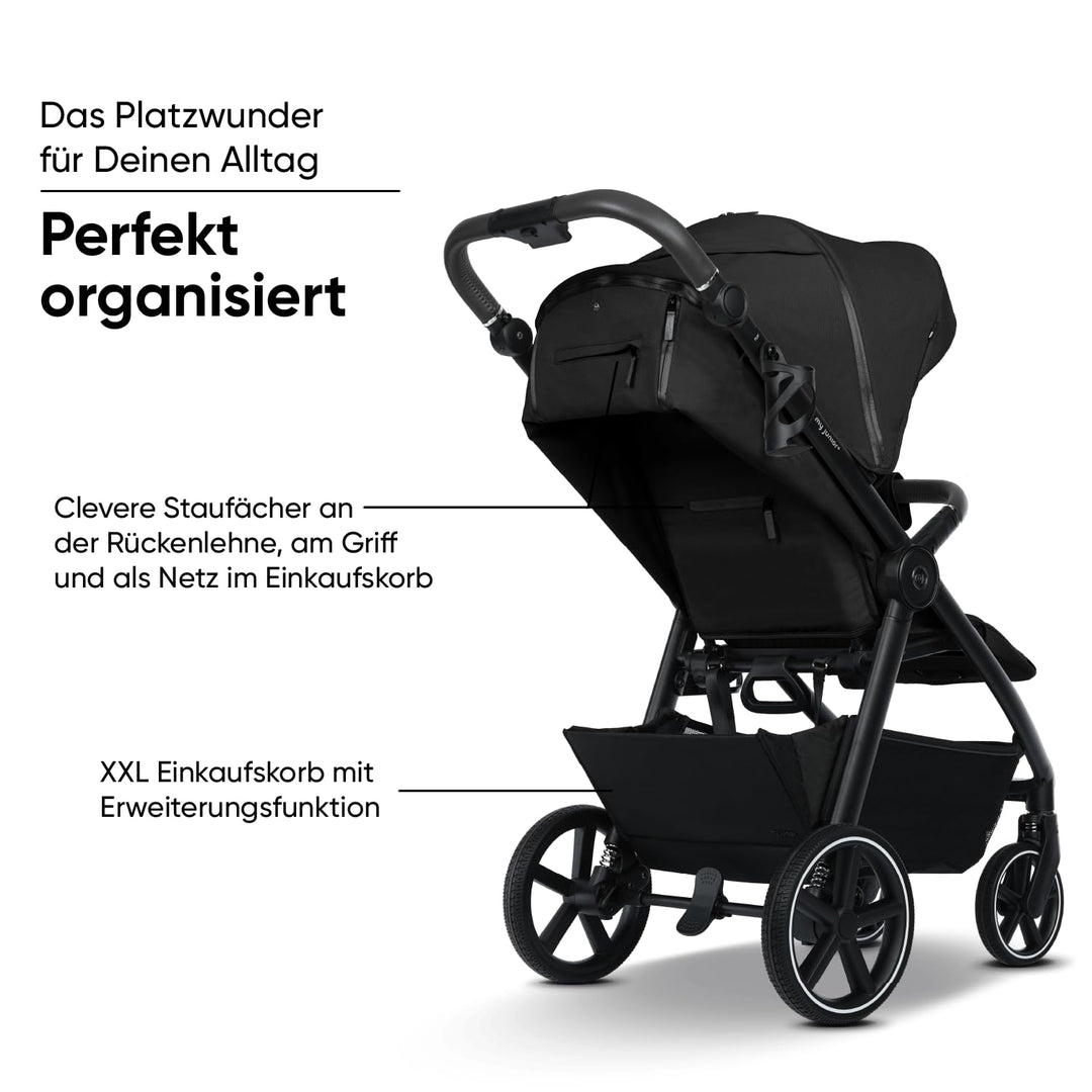 my junior® PLIA² | grosser Komfortbuggy mit Luftkammerreifen, Einhand-Faltmechanismus, einstellbare