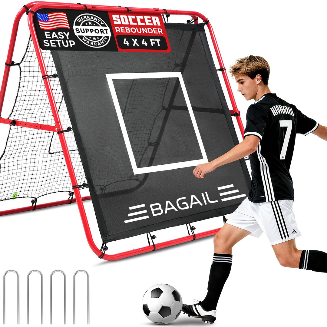 BAGAIL Doppelseitiges Rebounder-Netz, Fussballnetze, verstellbare Winkel, anpassbare Struktur, Rebou