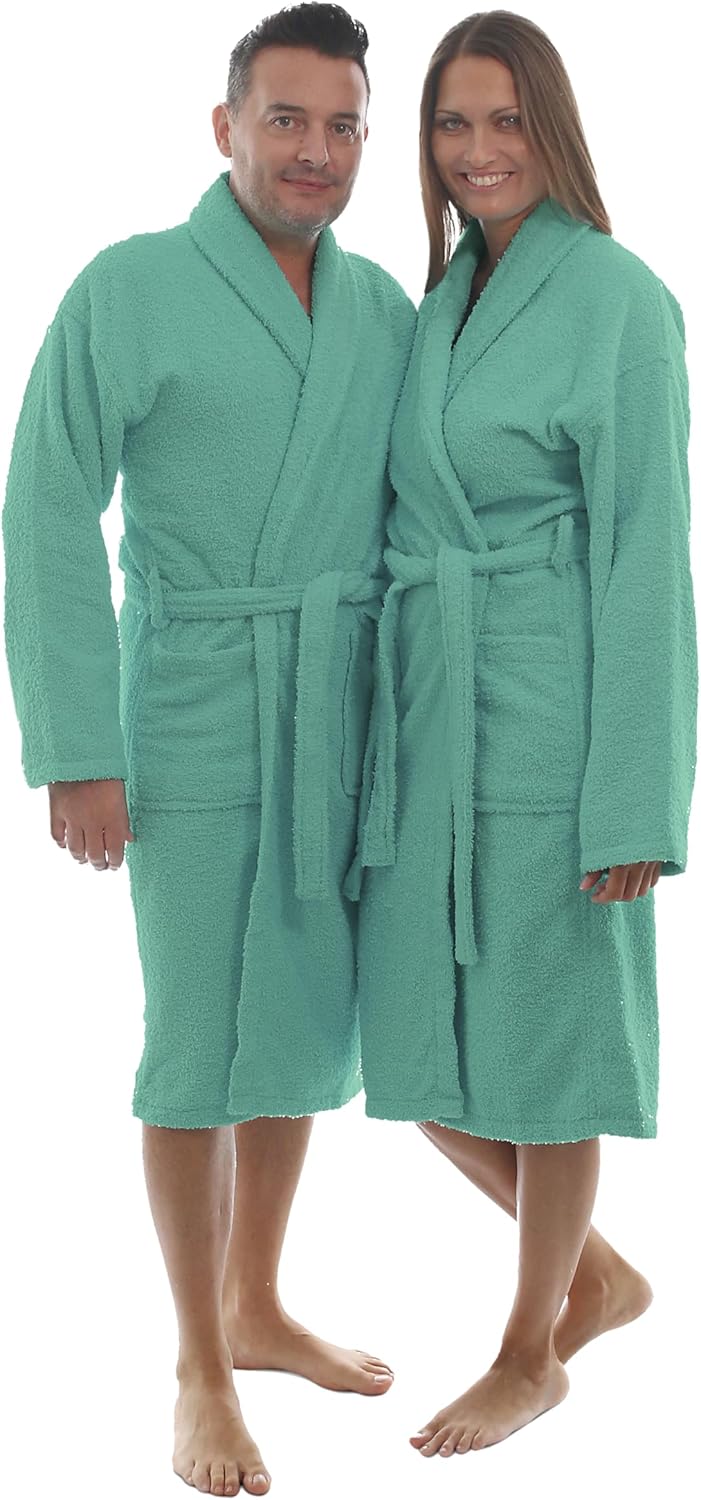 Bademantel für Damen, Herren, Unisex, Frottee 100% Baumwolle 400 gr, Flauschig, Kuschelig, Bunt, Lei
