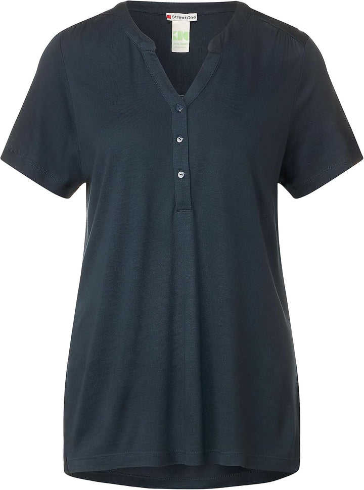 Damen Jersey Shirt mit Knopfleiste 38 Cool Vintage Green, 38 Cool Vintage Green