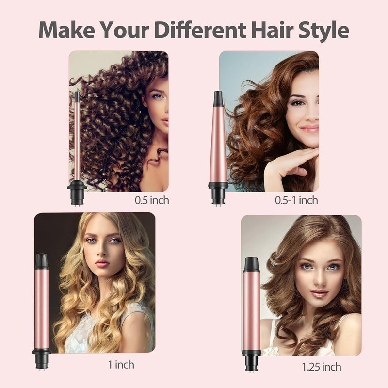 Haglater Lockenstab 4 in 1 Multifunktions Austauschbare Keramikbeschichtung Curling Iron, Lockenstäb