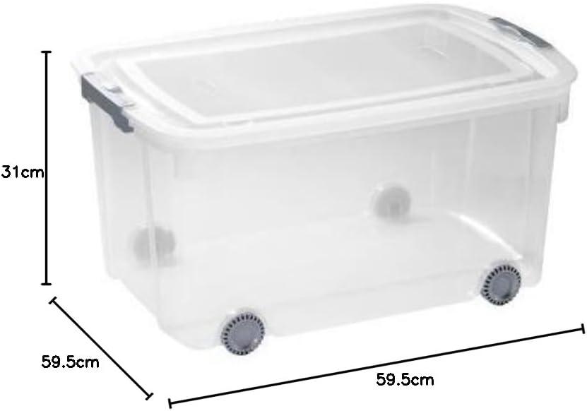 Curver Allibert Logic 192383 Kiste mit Rollen, 50 l, Polypropylen, Transparent