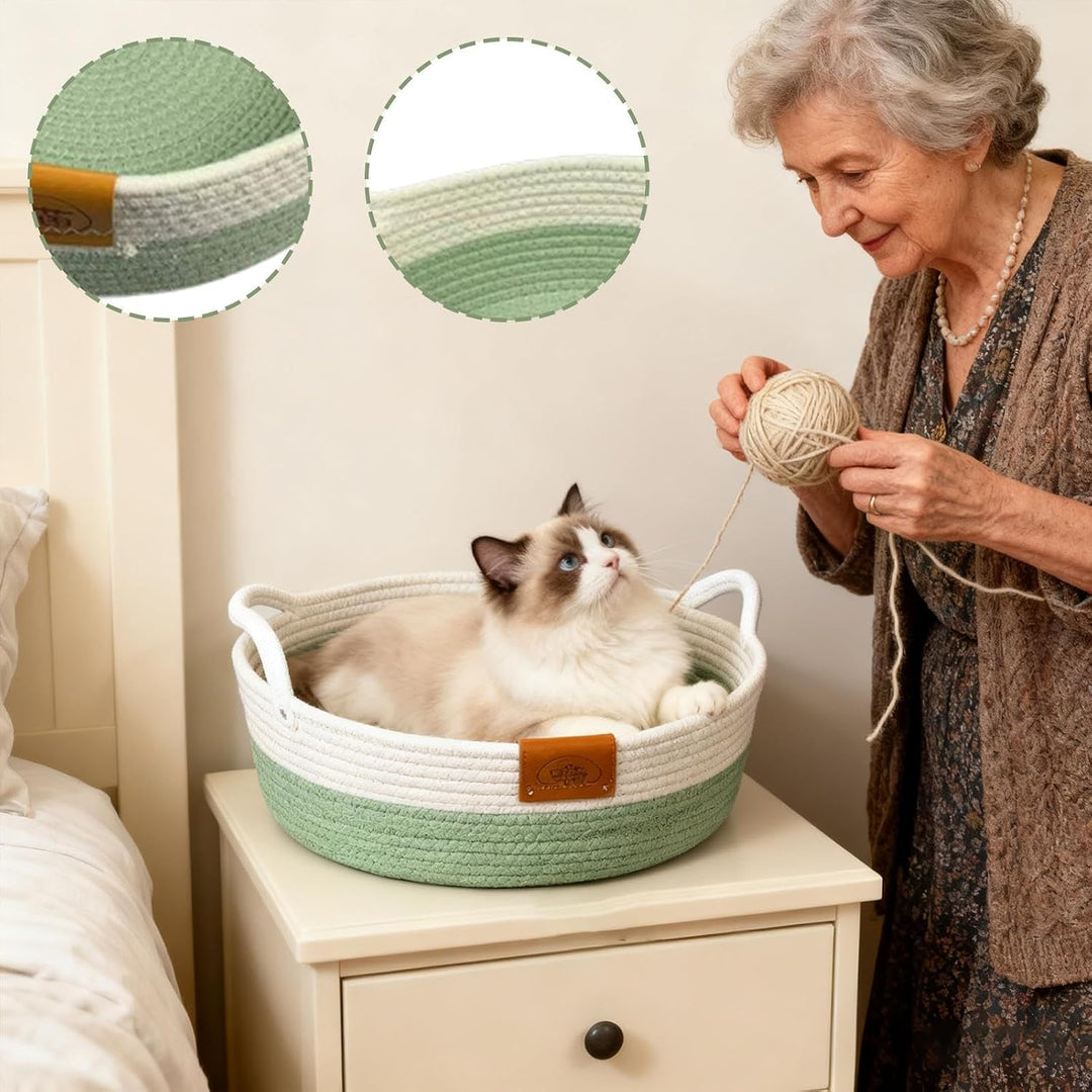 Waschbares Katzenbett, waschbares Nest mit Matte, für den Innenbereich, Katzenbett, gewebter Korb, f