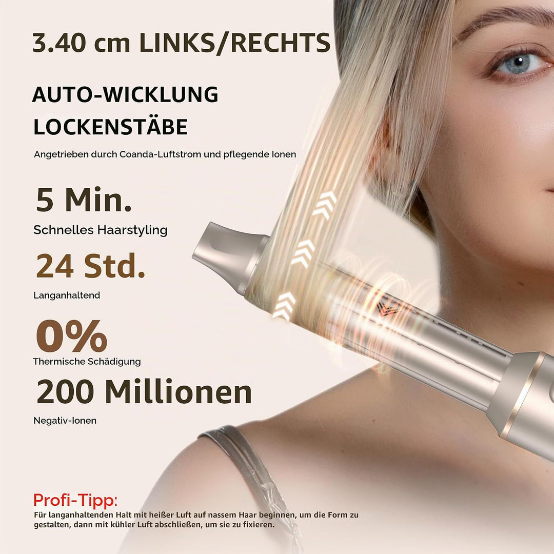 UKLISS 6 in 1 Hairstyler mit LCD-Display, Hair Styler Set mit Föhn für Locken, Rundbürstenföhn, Haar