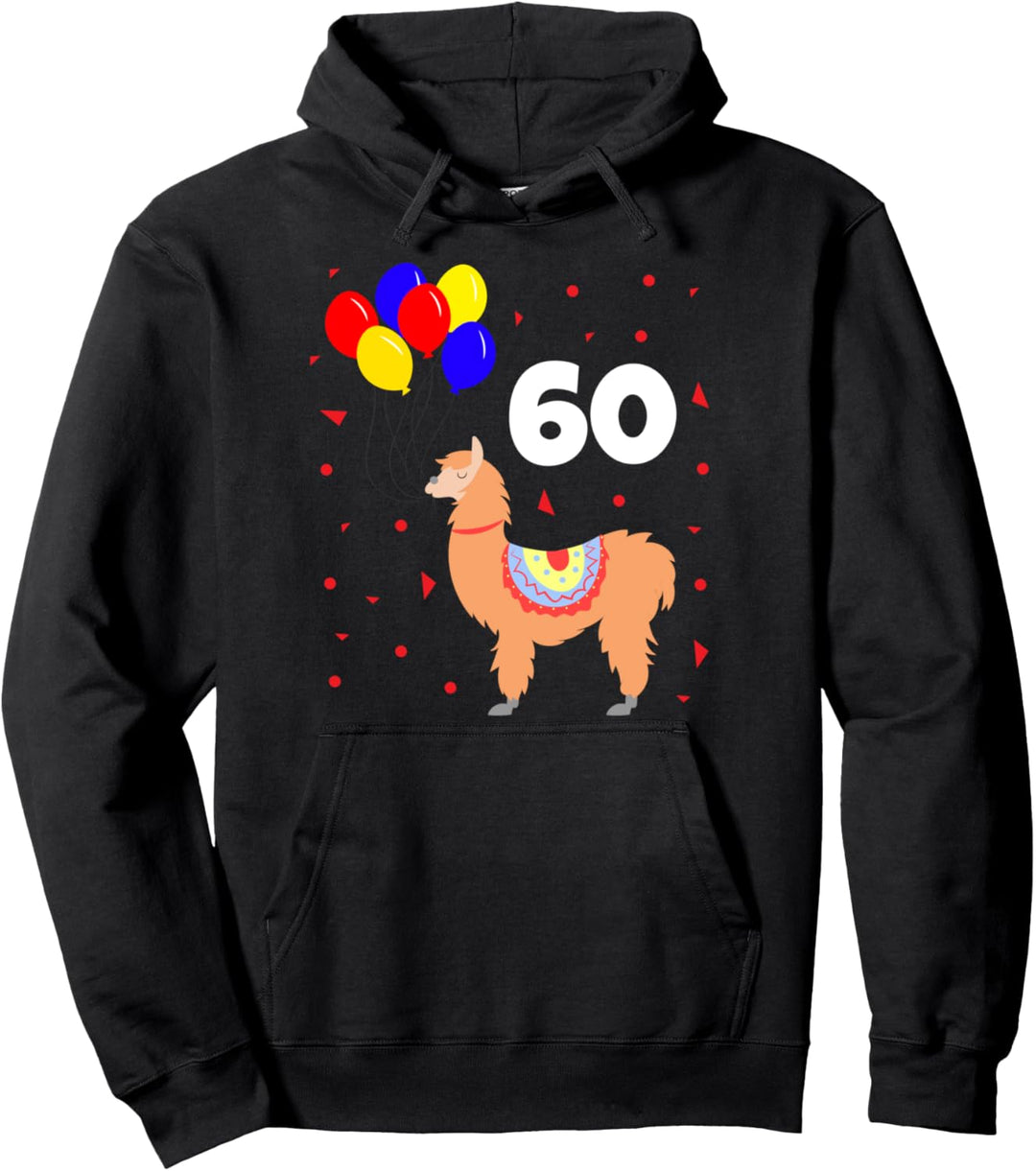 Geburtstag 60 Jahre Lama Luftballons Hoodie Pullover Hoodie