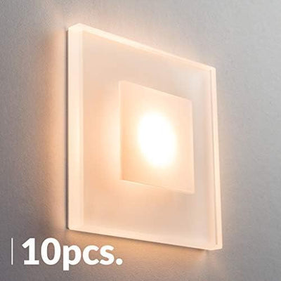 meerkatsysteme 10er SET LED Treppenbeleuchtung Premium SunLED Max 230V 3W Warmweiss Glas Hochwertig