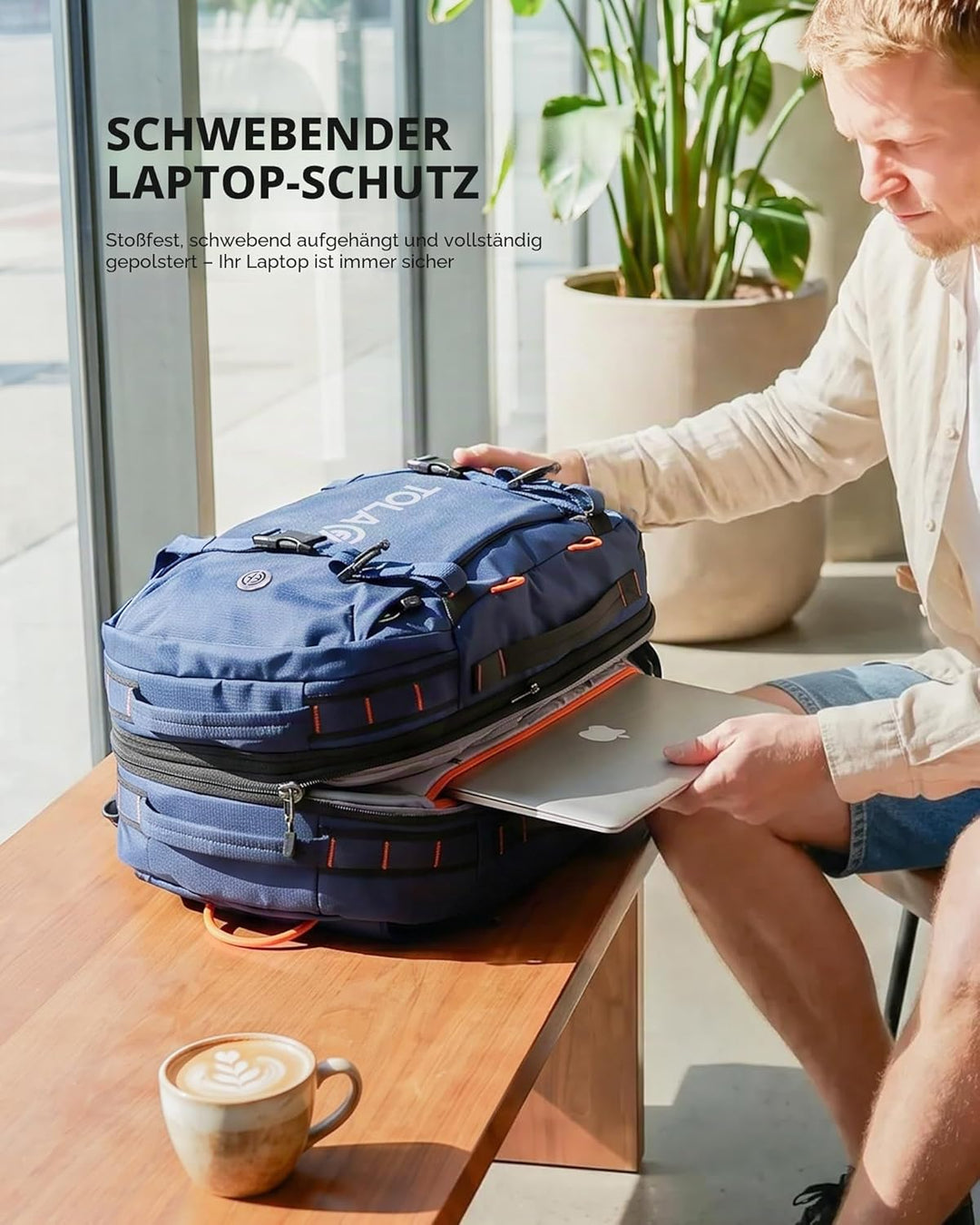 Tolaccea Reiserucksack, Handgepäck Rucksack Flugzeug, TSA-Freundlicher Laptop Rucksack 15,6 Zoll, Er