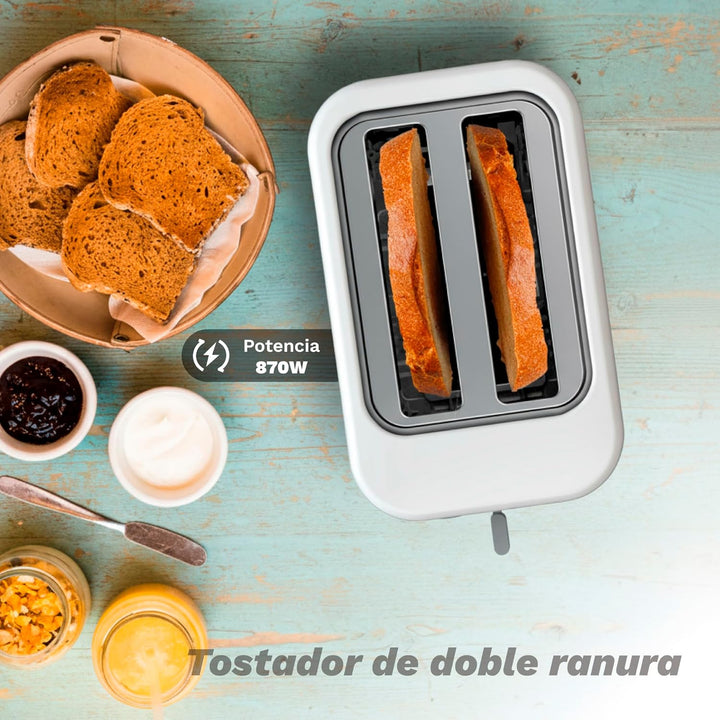 Grunkel - TSB-EASYTOAST - Double slot toaster with electronic 6-stage browning control - Shut-off fu