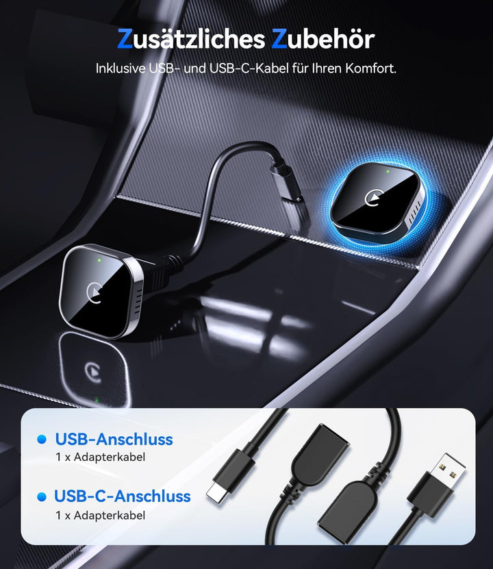 Wireless CarPlay Adapter Mini Plug &amp; Play Stabile ohne Verzögerung | Upgrade von Wired CarPlay auf W