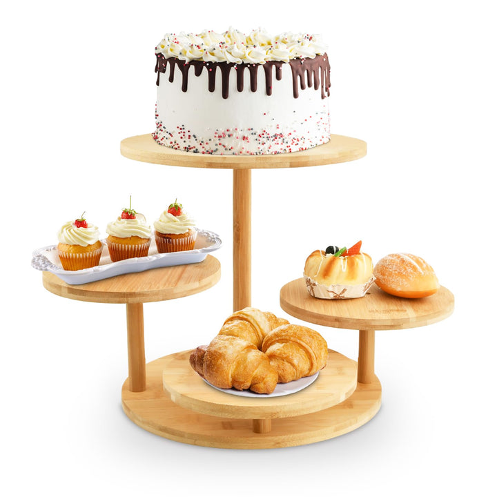 4 Etagen Kuchen und Cupcake Ständer aus Holz, Tortenständer Holz, Desserts Gebäck Display, für Desse
