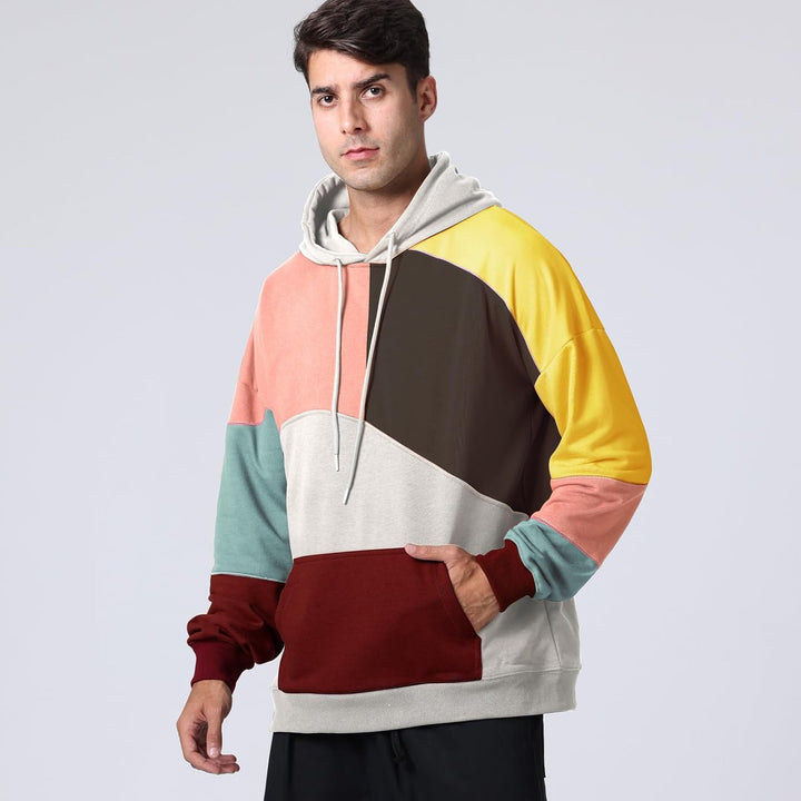 Hoodie Herren Kapuzenpullover Pullover，Herren Techwear Hip Hop Patchwork Unisex Streetwear Sweatshir
