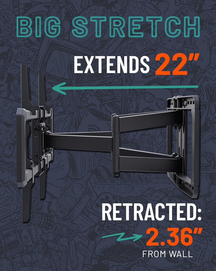 ECHOGEAR Full Motion Articulating TV Wall Mount Bracket for 42"-86" TVs - Easy to Install On 16", 18