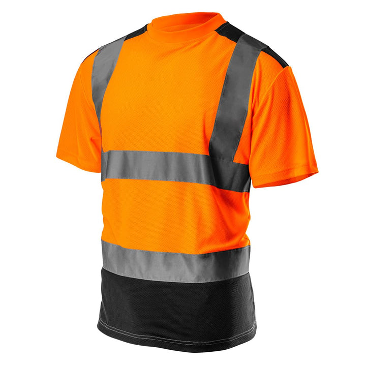 NEO TOOLS Profi Warnschutz T-Shirt Kurzarm Arbeitsshirt Arbeits warnshirt reflektierende Zonen Warns