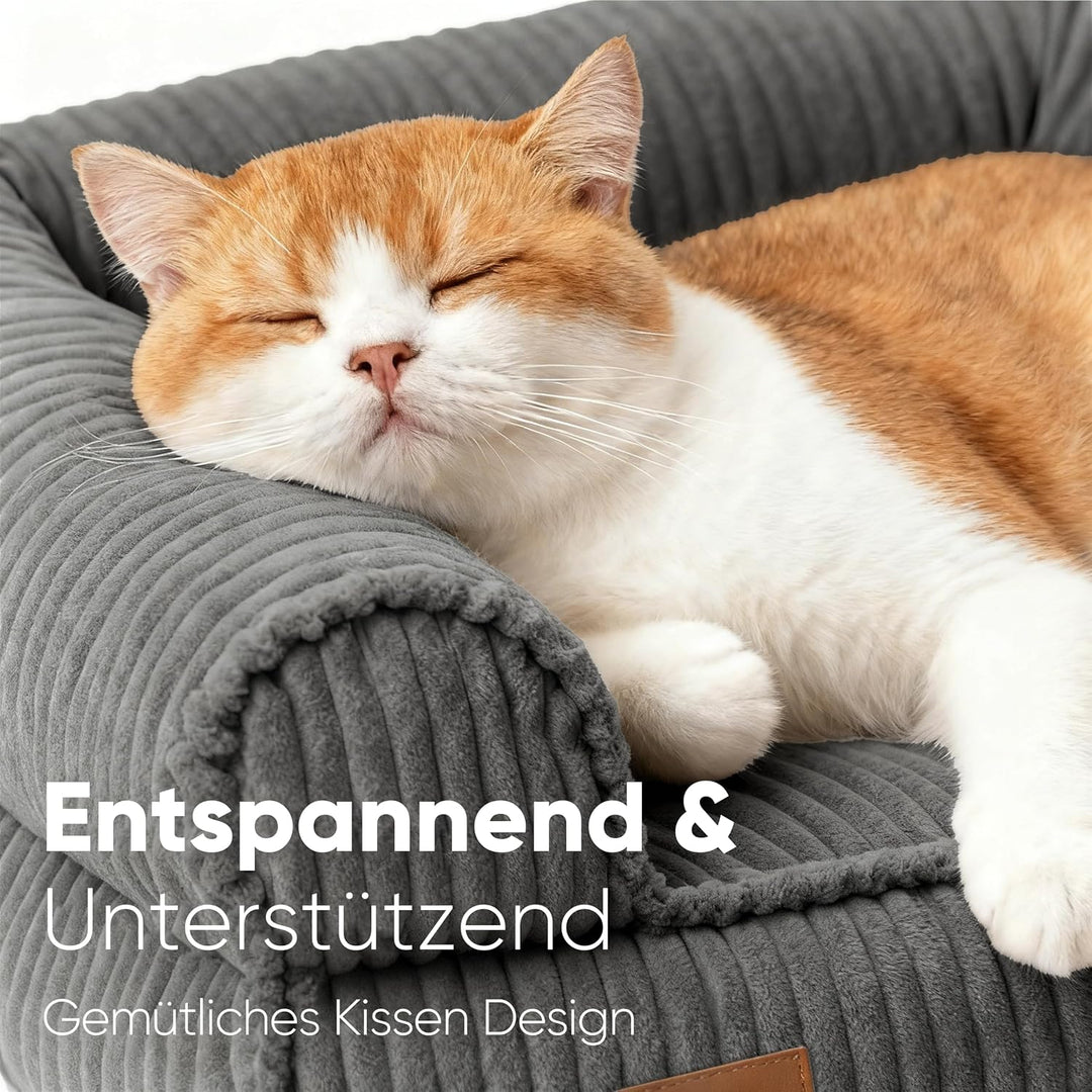 FUKUMARU Katzensofa Bett, Corduroy Gemütliches Katzenbett für drinnen mit abnehmbarem waschbarem Bez