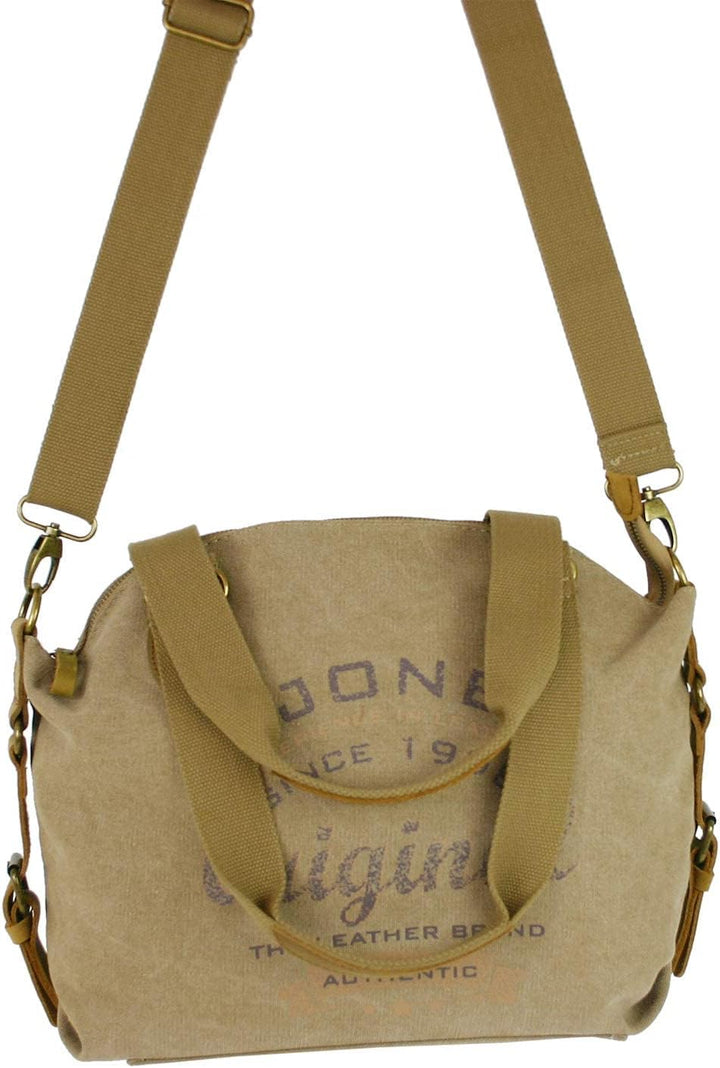 Jennifer Jones - Grosse Damen Handtasche aus Canvas und Echtleder - Vintage Look - Casual Schulterta