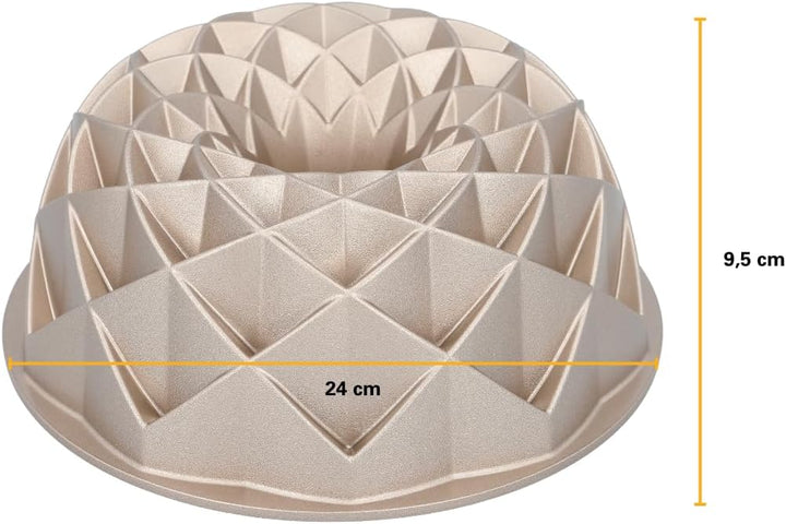 RBV Birkmann, 887039, Backform Gugelhupf, Geo, Aluguss, Antihaft, Ø 24 cm, gold