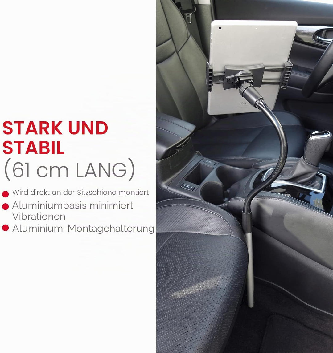 Macally CARFLOORMOUNT, anschraubbare Auto-Halterung für Auto-/LKW-Sitzschiene, verstellbar für Handy