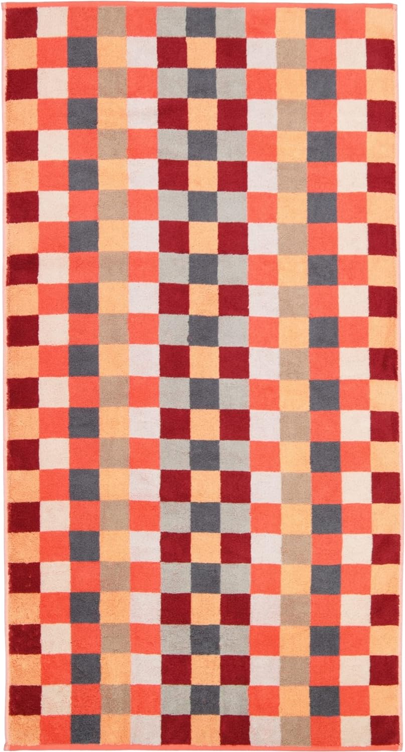 CAWÖ Home Handtücher Unique Karo 942 Koralle - 22 Duschtuch 70x140 cm, Duschtuch 70x140 cm