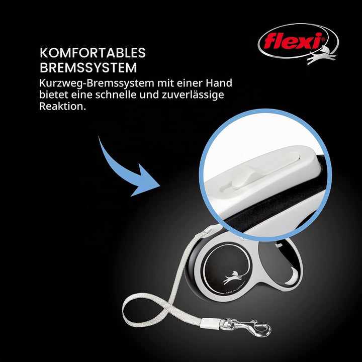 FLEXI New Comfort einziehbare Hundeleine (Klebeband), ergonomisch, langlebig und verhedderungsfrei,