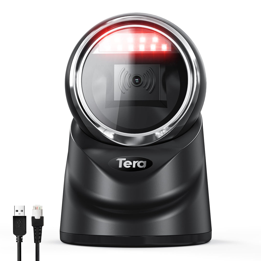 Tera Pro 2D QR Desktop Barcode Scanner Omnidirektional Einstellbarer Scankopf, USB Wired Handsfree P