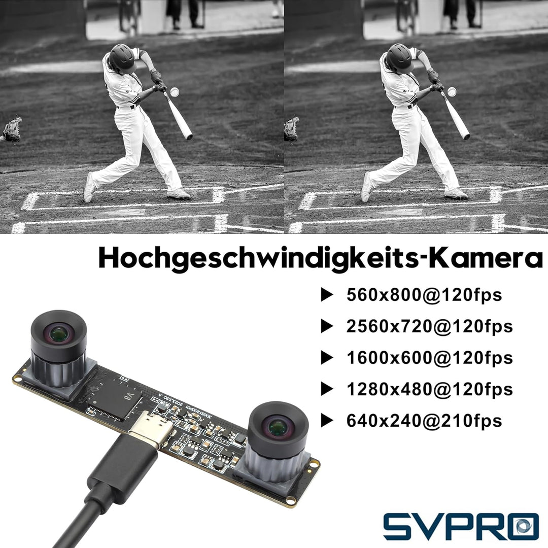 Svpro 210fps Monochrom Global Shutter USB Kameramodul Dual Lens Synchronisation Schwarz/Weiss Kamera