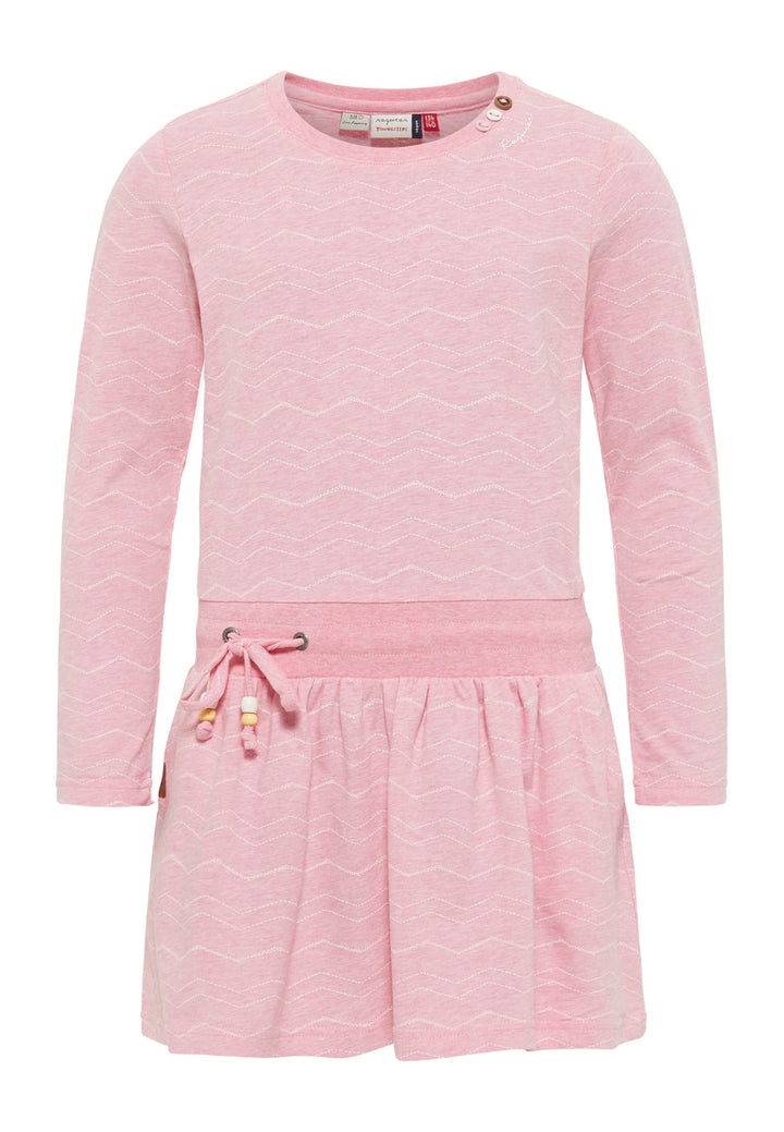 Ragwear Mädchen Kleid langärmelig mit Chevron-Muster, Kordel in der Taille, Taschen, 100% vegan, ide