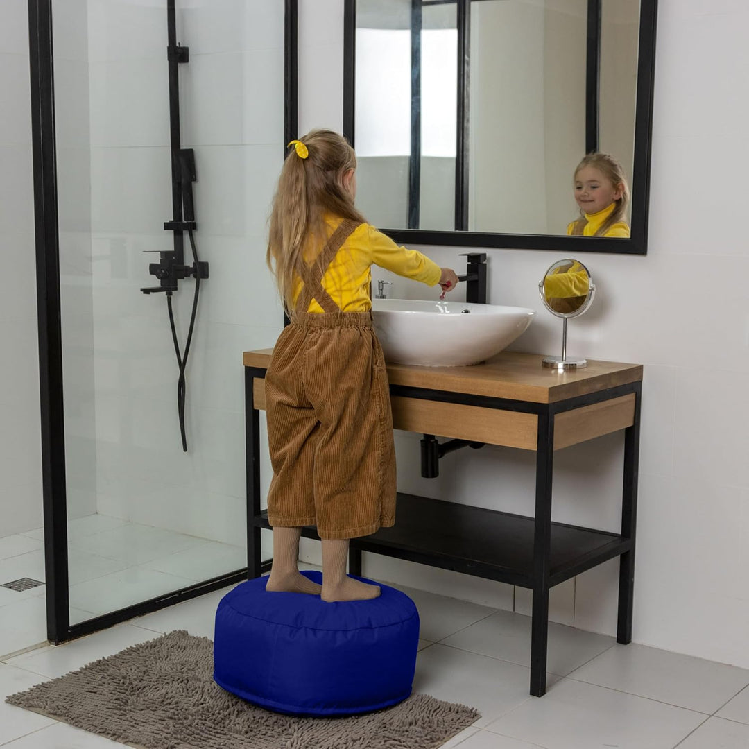 Bruni Pouf Sitzhocker M in Königsblau – runder Sitzpouf, Indoor und Outdoor als Fusshocker, Yoga-Sit