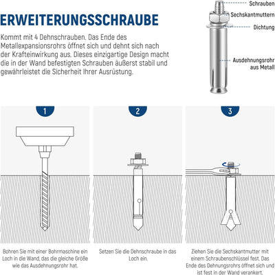 NEEWER 3,34" Wand Deckenhalterung 5/8" Baby Pin Bolzen mit 1/4" Gewinde, 10 Schrauben, Fotografie Fo