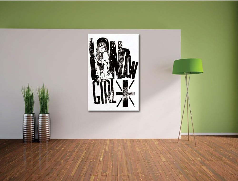 Pixxprint London-Girl White Bild auf Leinwand, XXL riesige Bilder fertig gerahmt mit Keilrahmen, Kun