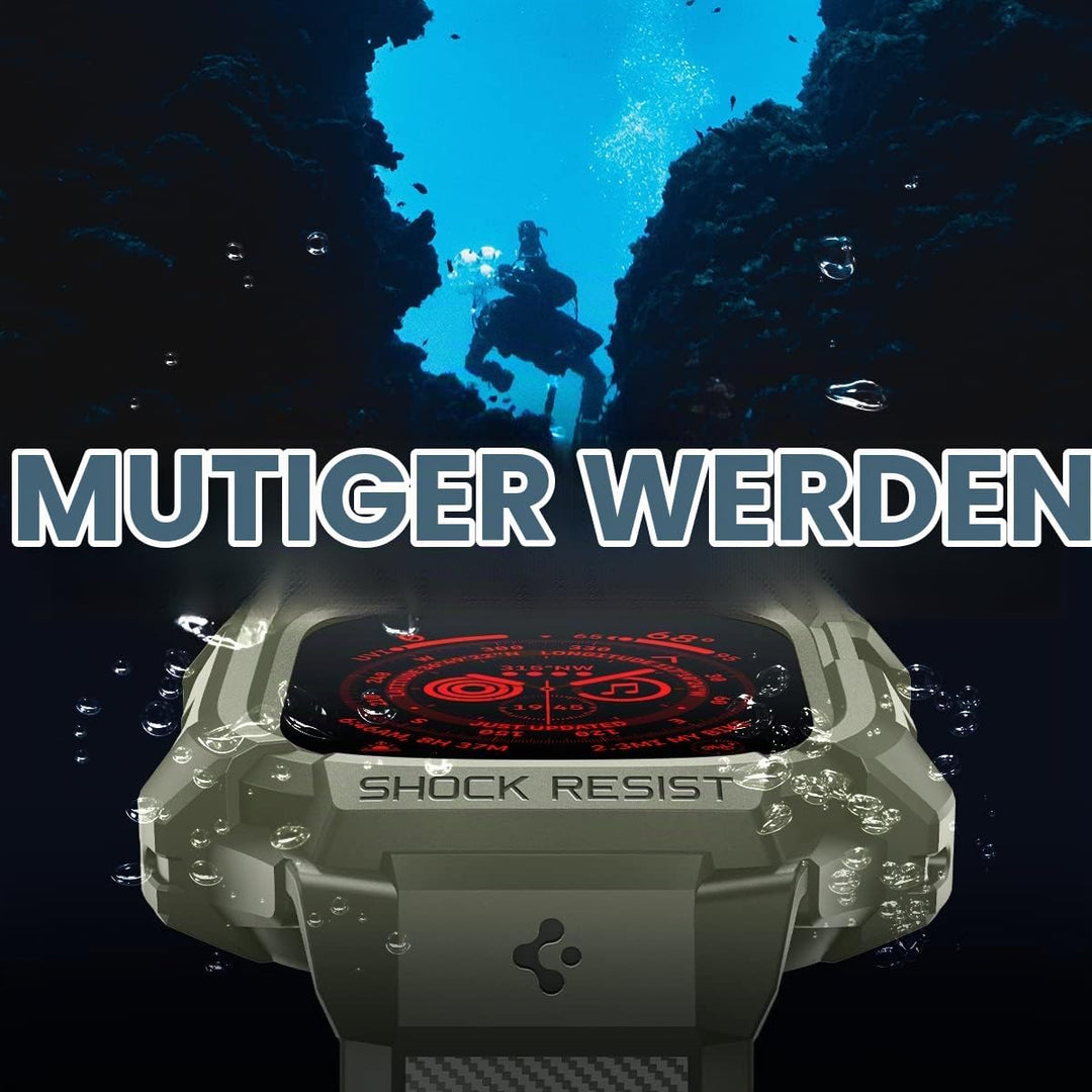 Spigen Rugged Armor Pro Hülle mit Band für Apple Watch Ultra 3/2/1 49mm | TPU-Unibody-Hülle mit Armb