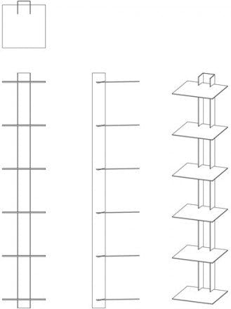 Haseform Bücherturm 170 cm (für 1,80 m Bücher) anthrazit Bücherregal Wandregal