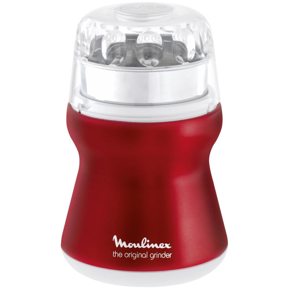 Moulinex AR1105 Kaffeemühle | mit Edelstahlbehälter | Durchsichtiger Deckel | Red Ruby/metallic-rot/