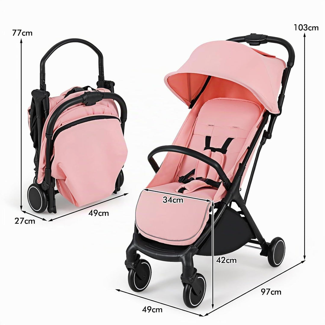 LIFEZEAL Klappbarer Kinderwagen, Kinderbuggy mit verstellbarer Rückenlehne, Buggy mit Schlaffunktion