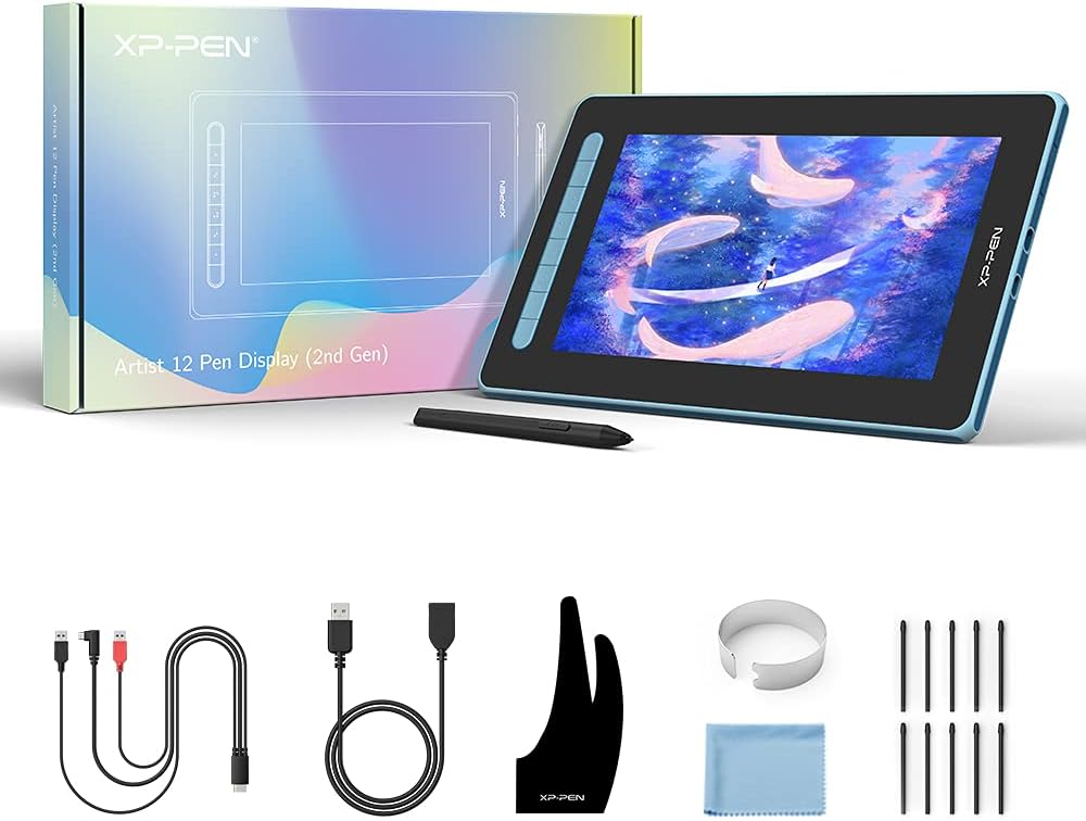 XP-PEN Artist 12 2. Generation Grafiktablett mit Display 11,9 Zoll 127% sRGB Farbraum mit X3 Smart-C