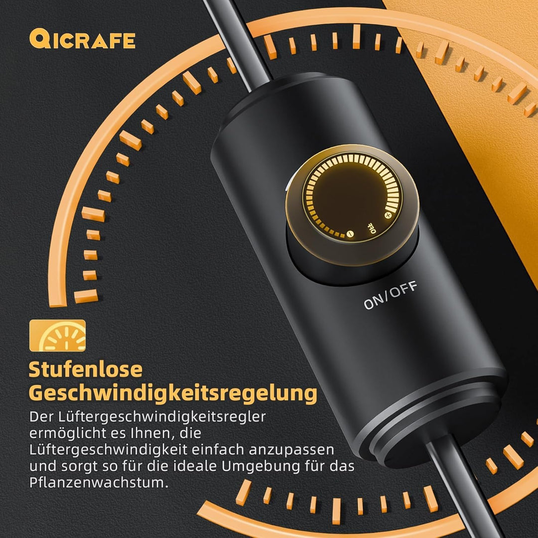 Regelbarer Rohrventilator 100mm mit Drehzahlregler, leiser Inline Abluftventilator Belüftung mit Dop