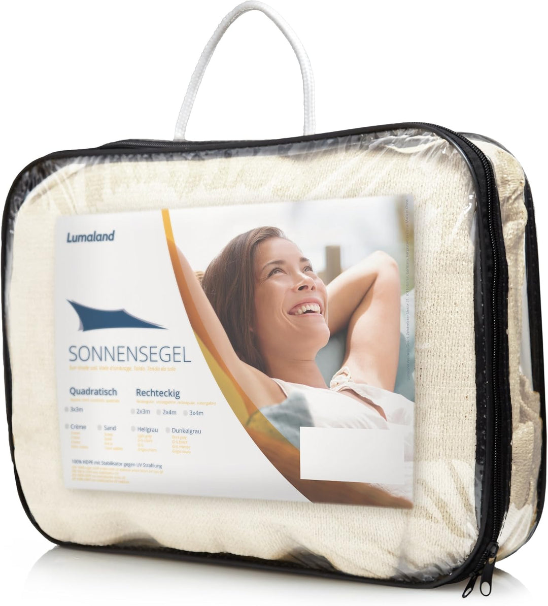 Lumaland Sonnensegel Quadrat | 3 x 3 Meter Wetterbeständiger Sonnenschutz inkl. Befestigungsseile |