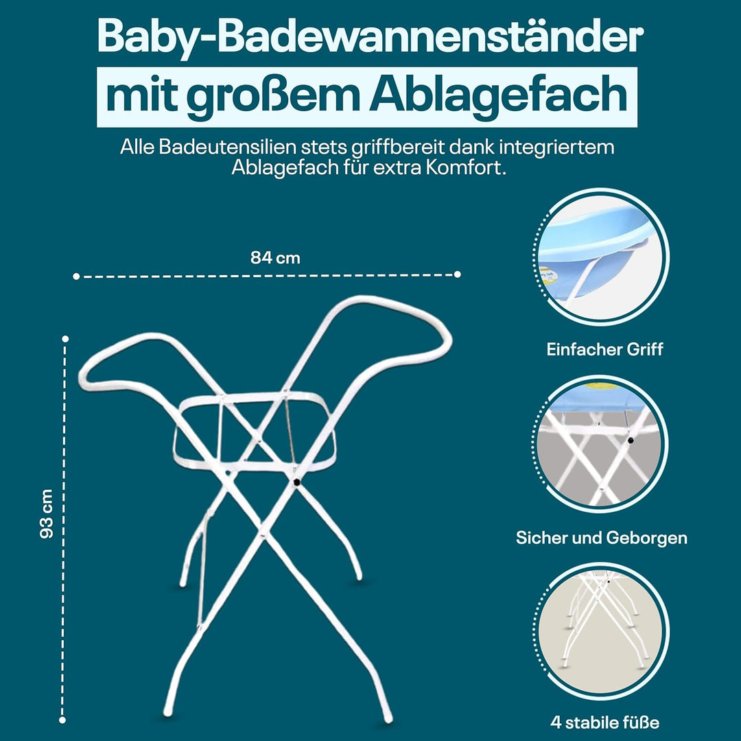 Universalständer für Babywannen, 84 und 100 cm , mit oder ohne Ablage, weiss, ohne Babywanne (84 cm